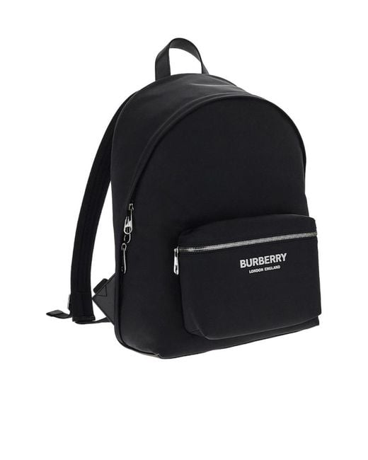 Burberry Black Logo Printed Zip-Up Backpack for men
