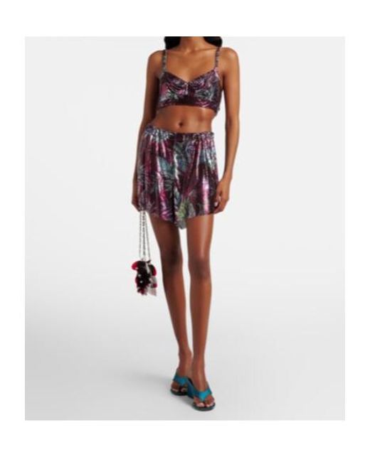 Rabanne Red Printed Chainmail Shorts