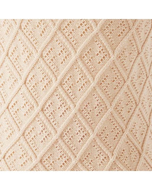 Fendi Natural Argyle Motif Openwork Knitted Tank Top