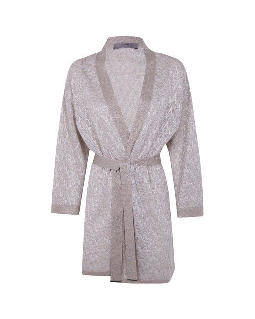 D.exterior Gray Belted Long Cardigan