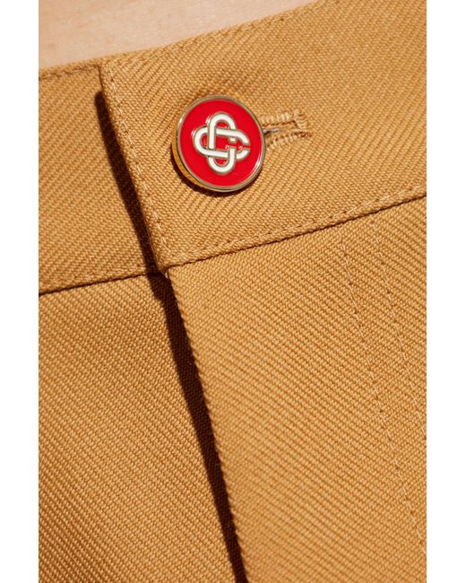 Casablanca Yellow Pleat-Detailing Shorts for men