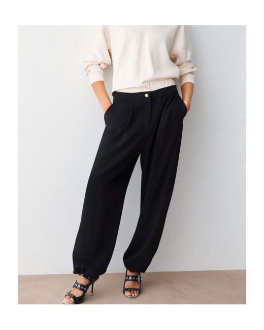 Liu Jo Black Double-Waistband Trousers