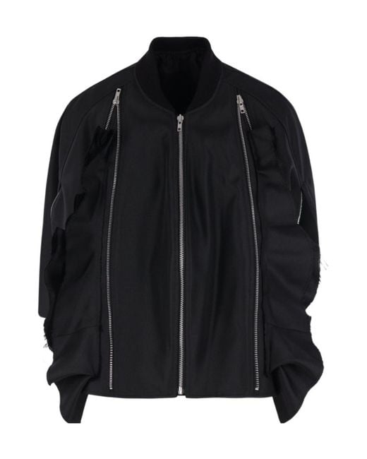 Comme des Garçons Black Ruffled Zip-Detail Jacket for men