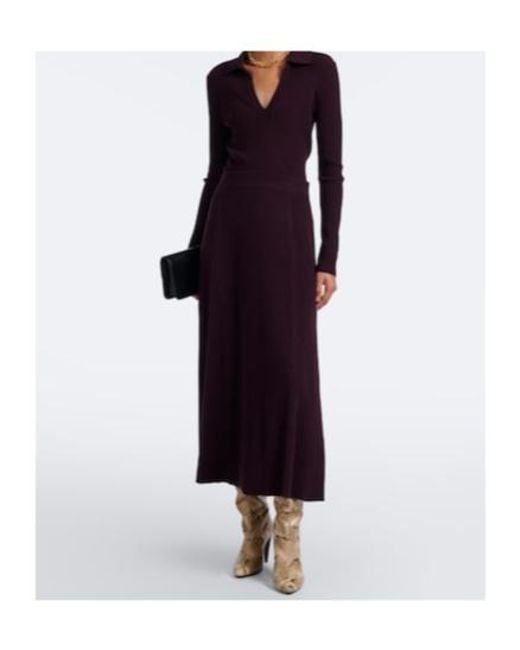 Joseph Purple Ribbed-Knit Midi Skirt