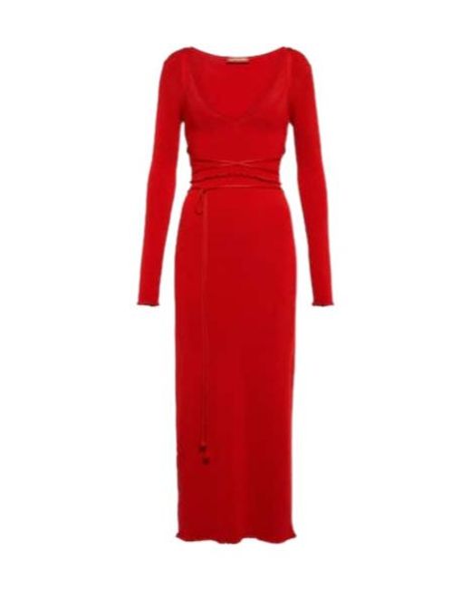Altuzarra Red Damali Ribbed-Knit Midi Dress