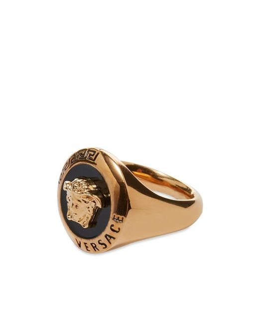 Versace Metallic Medusa Logo Engraved Ring for men