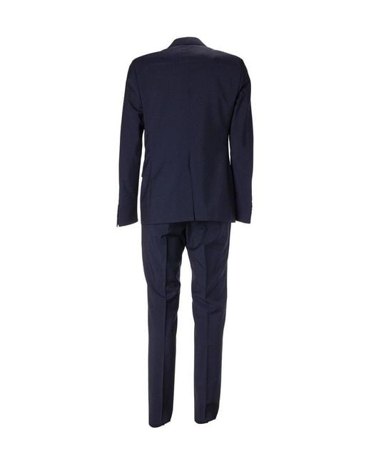 Prada Blue Single-Breasted Tailored Two-Piece Suit for men