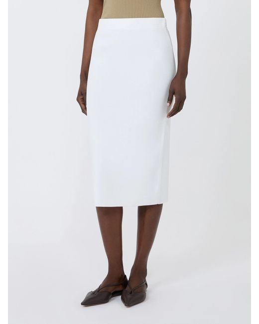 Max Mara White Slit Midi Skirt