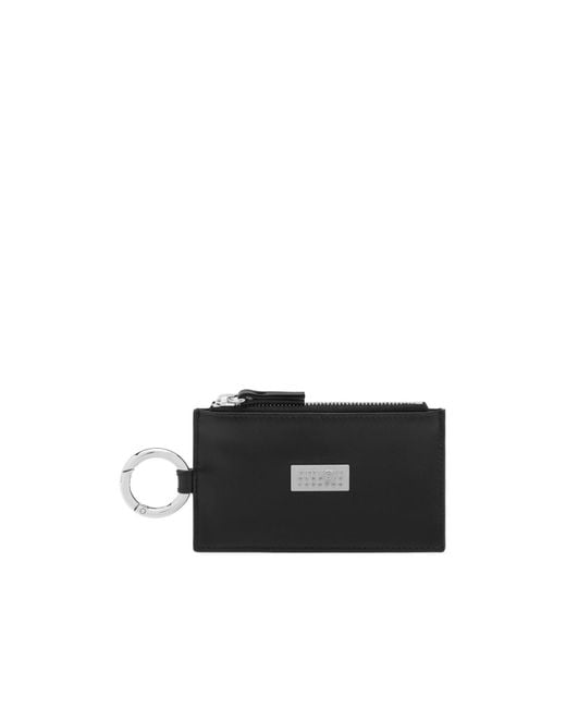 MM6 by Maison Margiela Black Logo Plaque Zip-Up Wallet for men