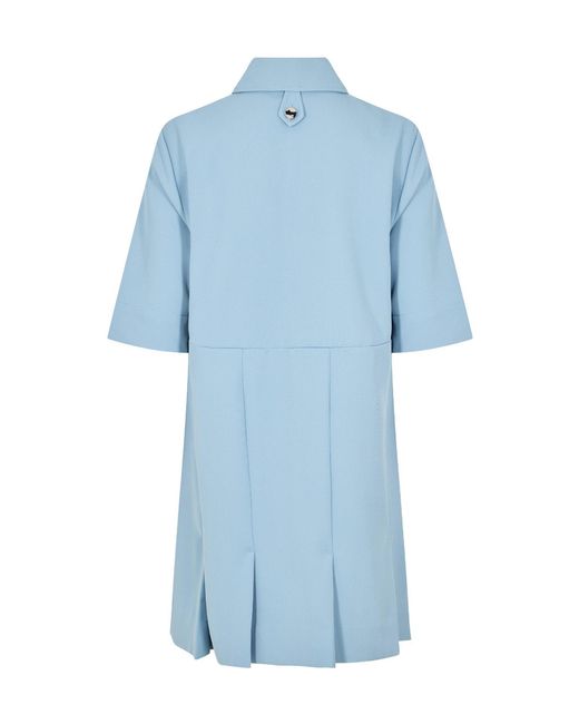 Ganni Blue Zip Pleated A-Line Mini Dress