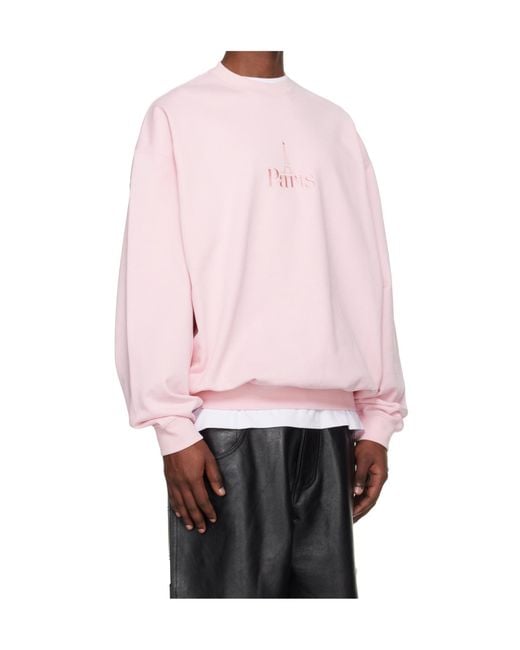 Vetements Pink Paris Embroidered Sweatshirt for men