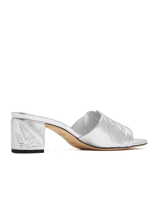 McQueen White The Seal Emboosed Metallic Sandals