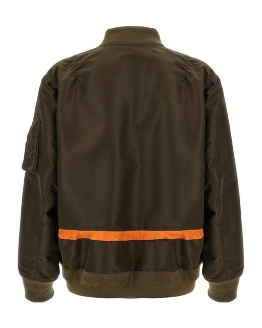 Sacai Green Drawstring-Waist Bomber Jacket for men
