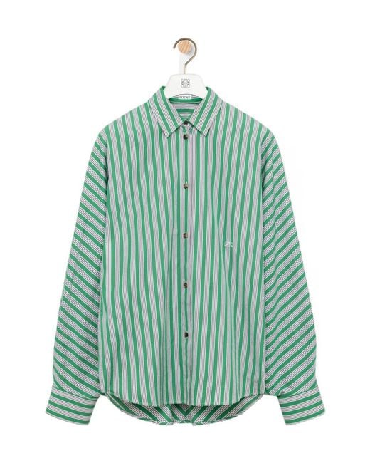 Loewe Green Striped Embroidered-Anagram Shirt