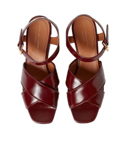 Stella McCartney Brown Cross-Strap Heeled Sandals