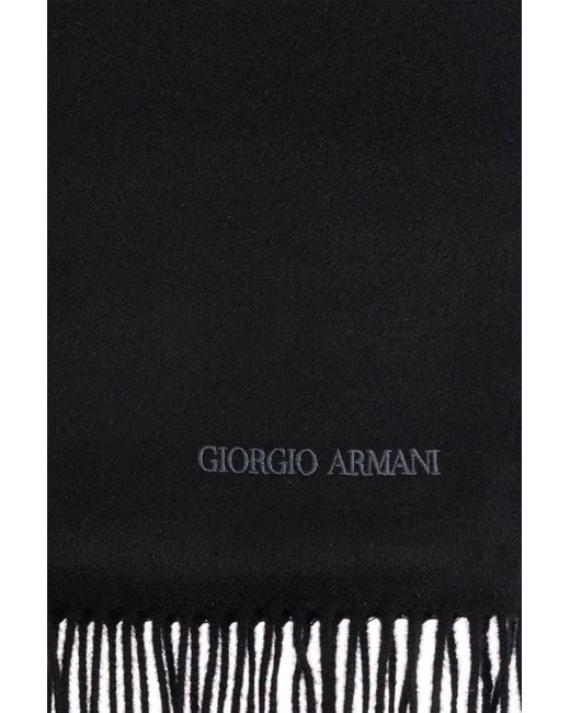 Giorgio Armani Black Cashmere Scarf With Fringes for men