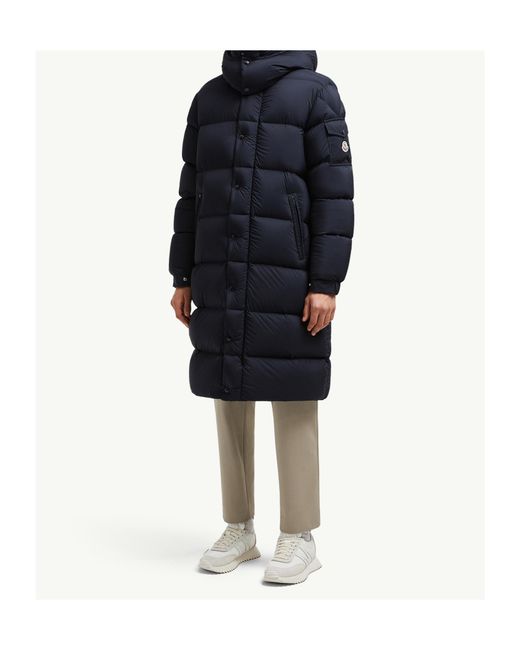 Moncler Blue Hanoverian Hooded Long Down Jacket for men