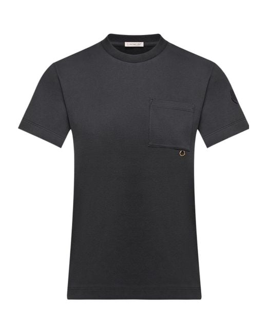 Moncler Black Metal Logo Cotton T-Shirt