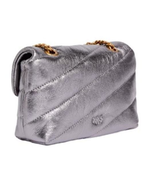Pinko Gray Quilted Chain Crossbody Bag