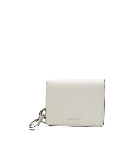 Acne White Logo Detailed Bi-Fold Card Case for men