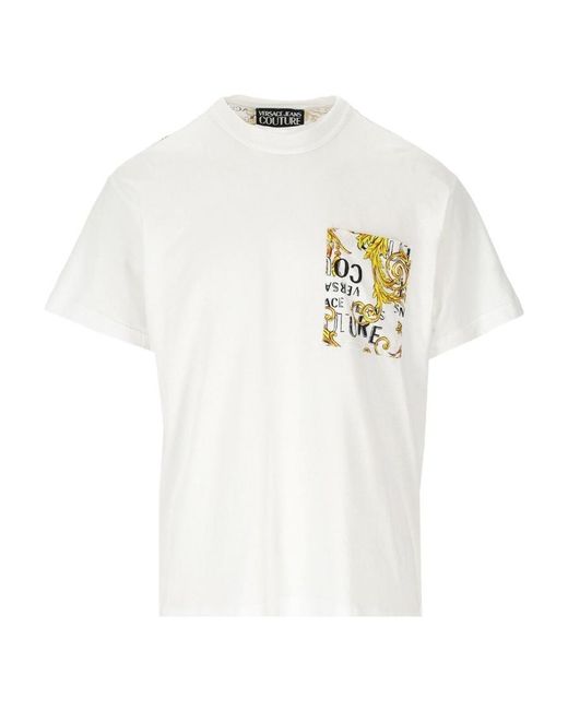 Versace Jeans White Logo-Print Cotton T-Shirt for men