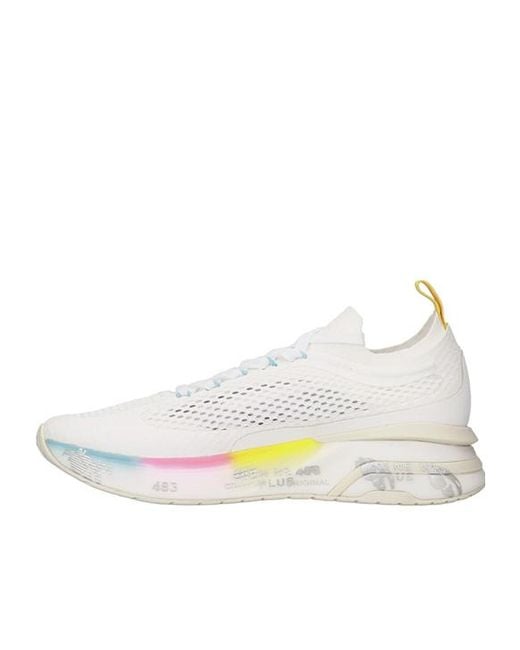 Premiata White Round-Toe Lace-Up Sneakers for men