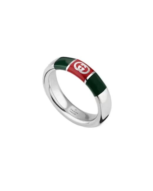Gucci White Ring With Web Detail