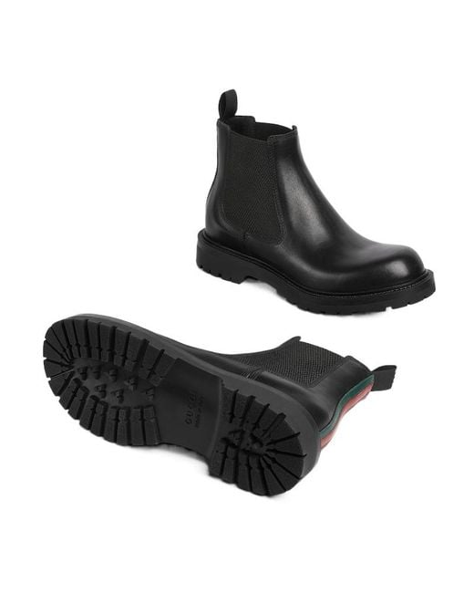 Gucci Black Web Detailed Boots for men