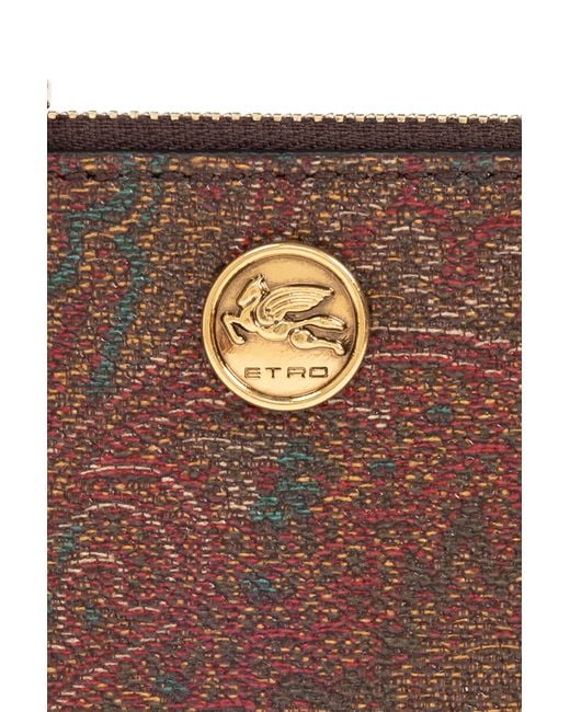 Etro Brown Pegaso Plaque Card Holder