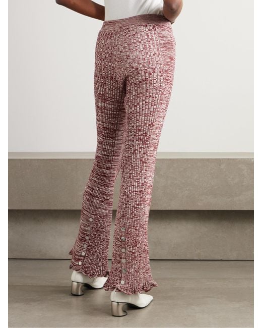 Rabanne Purple Ribbed Knit Flared Pants