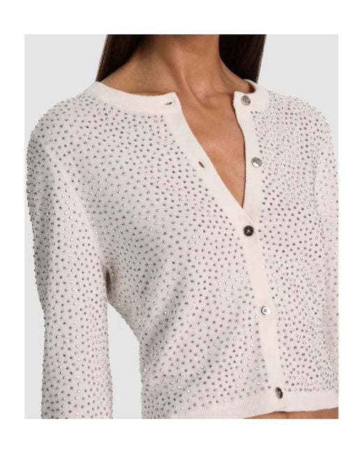 Alice + Olivia White Carson Embellished Cardigan