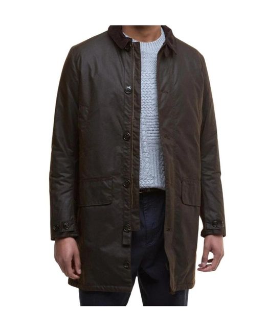 Barbour Black Cotton Buttoned Coat for men