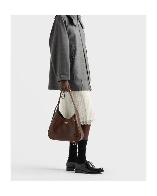 Prada Brown Curved Hobo Shoulder Bag