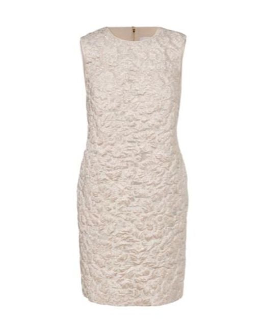 Carolina Herrera Natural Lamé Shift Dress
