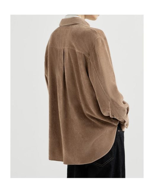 Brunello Cucinelli Brown Button-Down Corduroy Shirt