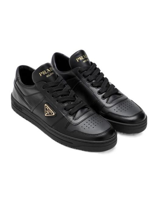 Prada Black Downtown Round-Head Sneakers