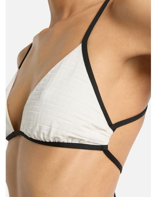 Balmain White Monogram Lycra Swimsuit