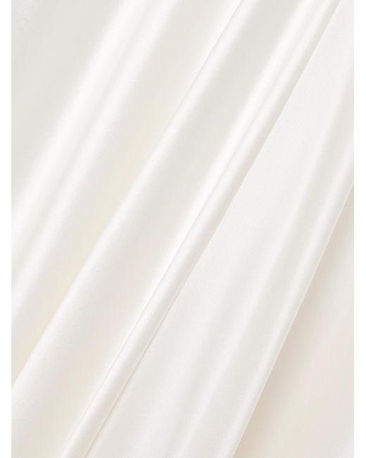 Rodarte White Lace-Trimmed Silk-Satin Gown