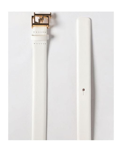 Elisabetta Franchi White Logo Buckle Belt