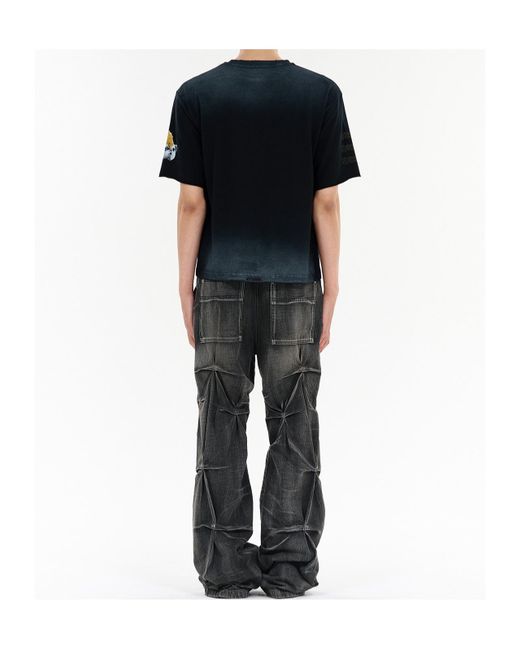 we11done Black Sprayed Teddy T-Shirt for men