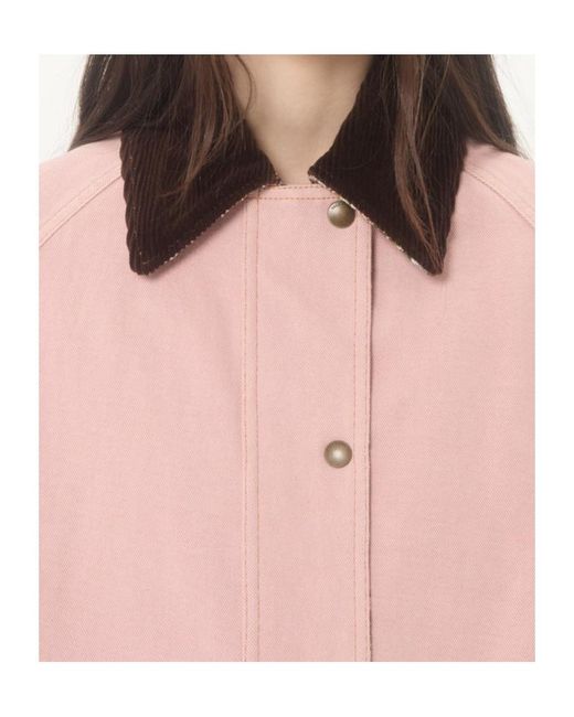Valentino Pink Floral-Pocket Denim Peacoat