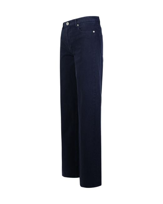 A.P.C. Blue Elisabeth Button Detailed Wide Leg Jeans
