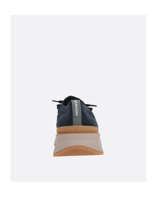Brunello Cucinelli Blue Knitted Sock Sneakers for men