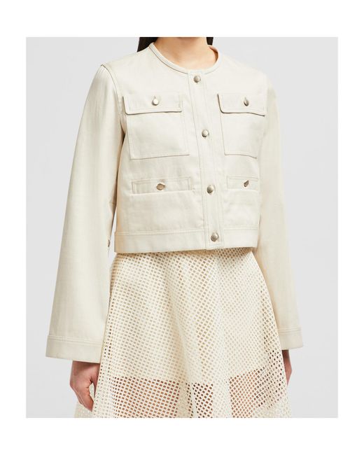 Moncler Natural Crewneck Cropped Blend Jacket