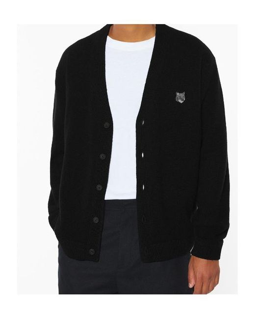 Maison Kitsuné Black Maison Kitsuné Fox Head Comfort Cardigan for men