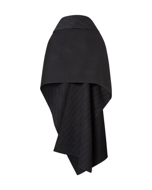 Fendi Black Enveloping Short Cloak