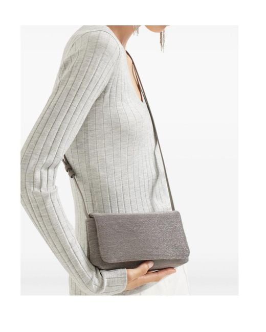 Brunello Cucinelli Gray Flap Shoulder Bag