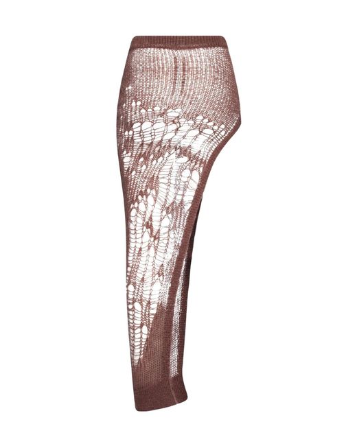 Rick Owens Brown Solid Color Knit Skirt