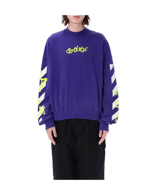 Off-White c/o Virgil Abloh Blue Logo-Print Long-Sleeve Sweatshirt for men