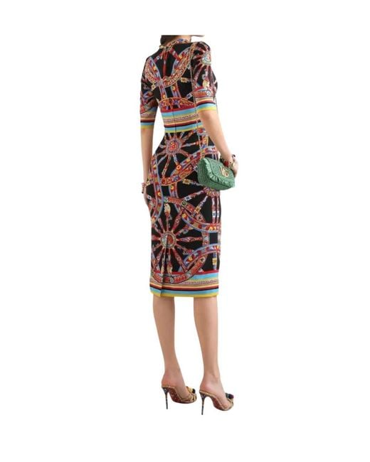 Dolce & Gabbana Red Carretto Printed Midi Dress